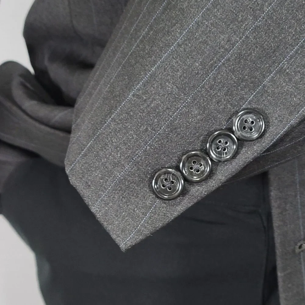 Hickey Freeman Men's Sport Coat Blazer Two Button CH BLK Striped Loro‎ Piana 42L